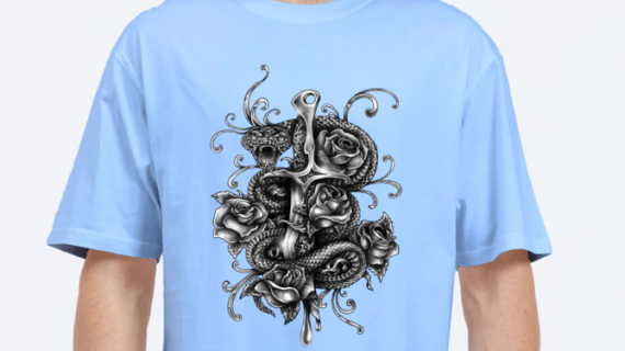 Oversized T-Shirt Dagger and Snake