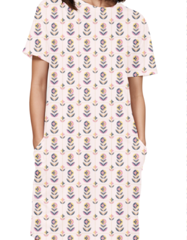 Scandinavian Pattern T-Shirt Dress