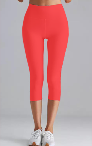 Red High Waist Capri Leggings