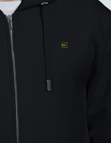 Black BoughtCom Zipper Hoodie with embroidery logo